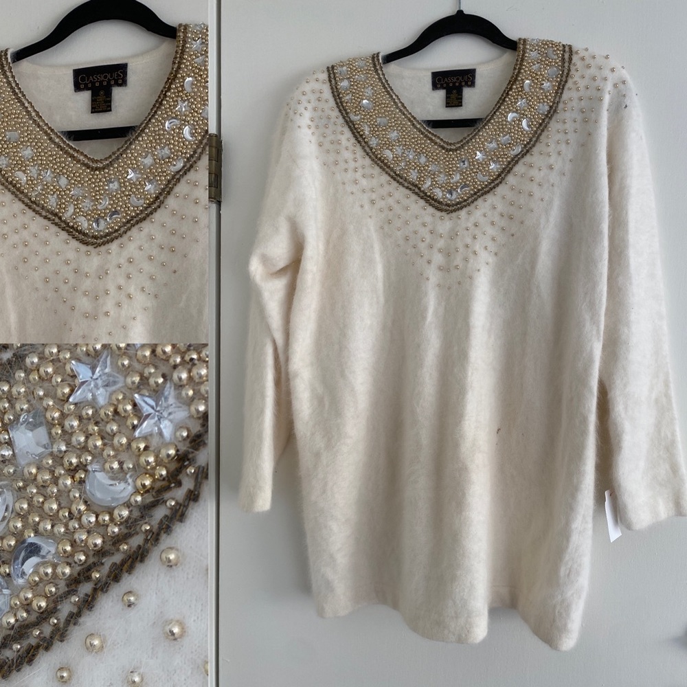 Classiques Vintage Angora Mix Tunic Sweater Dress Celestial Size M